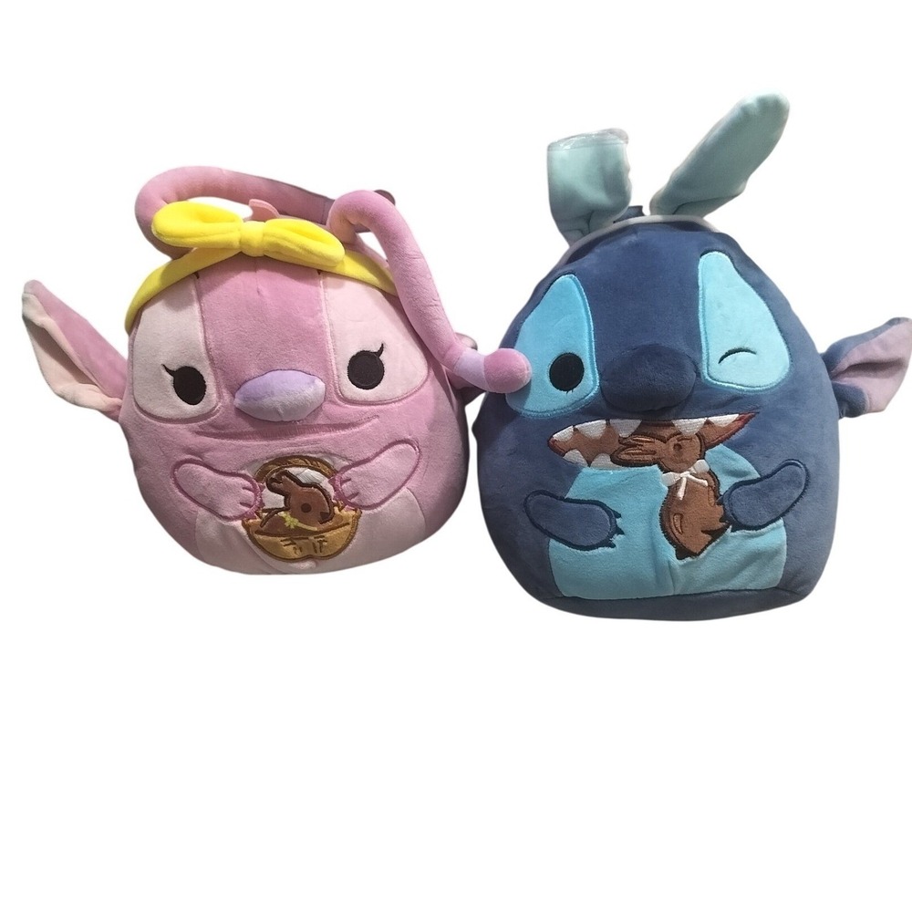 Disney Stitch & Angel Easter Squishmallows 8 Inch Plush Bunny Ears Headband NWT